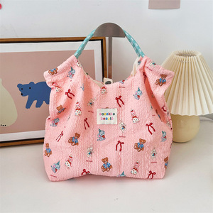 Sac à main en coton brodé mignon pour femmes, sac à main de dessin animé pour l'été - Product Image 5