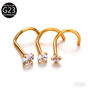 แหวนจมูก Freya แบบ unisex รูปทรงตัว S ทำจากไทเทเนียม ประดับเพชรซิร์คอน สำหรับเจาะจมูก ขายส่ง ชุบทอง เหมาะสำหรับงานแต่งงาน โรแมนติก - Product Image 3