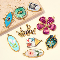 Pendentifs Mignons Zèbre Maison FASCM-39, Breloques Fleur avec Yeux en Émail, Pendentif en Acier Inoxydable Plaqué Or pour Collier
