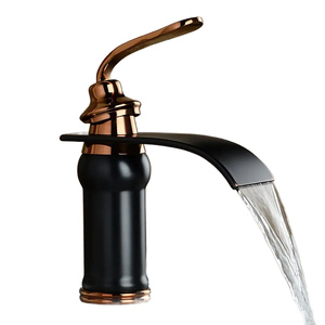 KHÁCH SẠN thác nước Vòi 1 lỗ vuông Spout Brass bồn rửa Máy trộn tap nóng lạnh phòng tắm vòi chậu chậu - Product Image 1