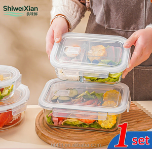 Heat Resistant Microwave <strong>Bowl</strong> <strong>With</strong> <strong>Lid</strong> <strong>Borosilicate</strong> Glass Lunch Box Glass Food Container Set - Product Image 2