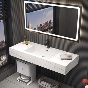 Juego de tocador de baño de lujo moderno de 48 pulgadas, tocador de Proyecto de Hotel, espejo inteligente para dormitorio, comedor, hogar, Bar, <span class=keywords><strong>roca</strong></span> de piedra en capas - Product Image 4