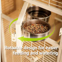 Cage à oiseaux de style villa pour grands perroquets, construction en fer et bois, usage domestique de luxe, design peu encombrant avec verre transparent anti-éclaboussures