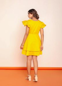 Robe mini à volants élégante pour femme, tenue d'été décontractée, robe courte tendance et légère - Product Image 6