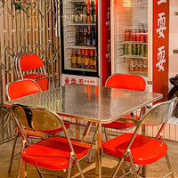 Ensembles de restaurant, table à manger carrée pliable en acier inoxydable commercial durable, table résistante aux taches pour les lieux de restauration en plein air