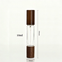 Flacon en verre de luxe 10 ml à double tête avec bouchon en bois de noyer, flacon rechargeable 2-en-1 à bille et vaporisateur à brume fine pour parfum et huile essentielle