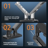 Dudukan Monitor Ganda Grosir untuk Desktop Tanpa Bor, Pengangkat 2 Monitor, Dapat Diputar 90 Derajat, Bahan Aluminium Alloy, Cocok untuk Layar 17-32 Inch
