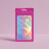 Pochette personnalisée holographique à fermeture éclair trois côtés, sac d'emballage de détail en plastique fin pour étui de téléphone ou cadeau