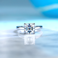 Bague de promesse solitaire pour femme en argent sterling S925 avec moissanite taille Asscher 2,5 carats et 4 griffes
