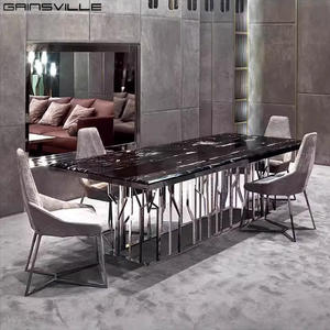 Tables à manger rectangulaires <span class=keywords><strong>Ginza</strong></span> 8 places en pierre métallique, italiennes et modernes Tables à manger de luxe en marbre - Product Image 1