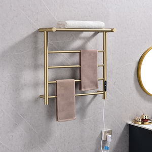 حامل مناشف كهربائي مسخن ذهبي رمادي اللون مع وحدة تحكم، رائج البيع - Product Image 1