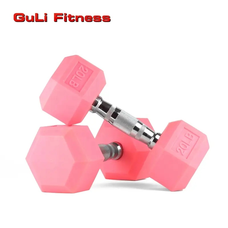 Guli Fitness Color Rubber Hex Dumbbells Gym OEM/ODM Colorful Adjustable Hexagonal Rubber Coated Dumbbell Rubber Hex Dumbbell Set