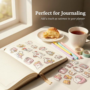 สติกเกอร์สมุดบันทึกสัตว์น่ารักสไตล์ญี่ปุ่น, สติกเกอร์ตกแต่งสมุดวางแผนสำหรับนักเรียน, สติกเกอร์ตกแต่งสไตล์ Ins สำหรับ DIY แก้วน้ำ สมุดโน้ต กันน้ำ - Product Image 2