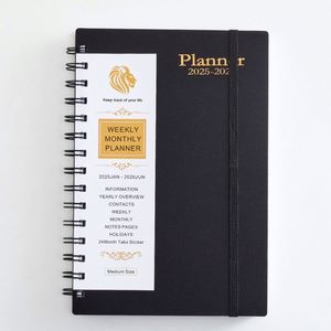 Custom 2025 <b>A5</b> PU Leather Spiral <b>Planner</b> Journals Daily Weekly Diary Notebooks with 100 Inner Sheets Thread Sewing Binding - Product Image 1