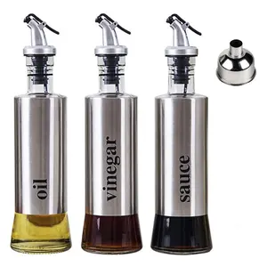 11oz 330ml Glass Vinegar and Sauce Cruet Olive Oil Dispenser set Bottle