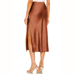 Jupe fendue unie taille haute en satin de haute qualité pour femme, nouvelle collection <span class=keywords><strong>Lin</strong></span> - Product Image 4
