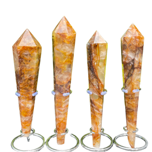 Soporte de varita sanadora dorada de punto de tigre de cristal pulido de alta calidad al por mayor para la decoración del hogar Feng Shui - Product Image 4