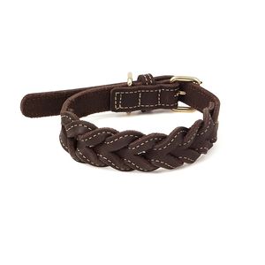 COLLAR DE CUERO PARA PERRO mascota elegante moderno personalizado con hebilla de Metal fuerte Collar de perro de cuero de vaca genuino tejido de cuero sólido - Product Image 2