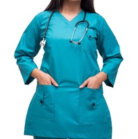Uniforme de travail personnalisé à col en V pour femmes, hauts de travail à manches longues pour infirmières, uniformes de travail avec grande poche avant pour salle d'opération