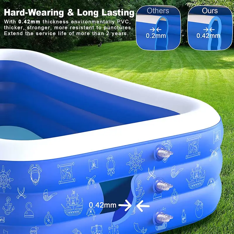 Piscine gonflable pour enfants et adultes, piscines de natation de taille normale pour famille et enfants avec auvent Portable