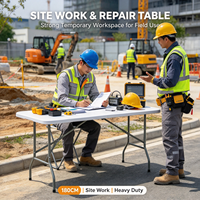 Table pliante en HDPE durable pour bureau à domicile, poste de travail temporaire