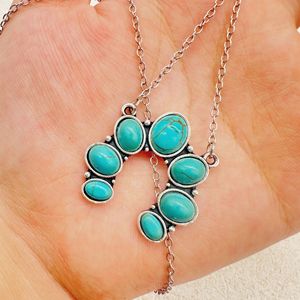 Collana con ciondolo a catena lunga in stile turchese per donna, gioiello vintage alla moda - Product Image 2