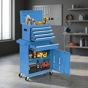 5-<b>Drawer</b> Rolling Tool <b>Chest</b> with <b>2</b> Lockers & Detachable Storage Cabinet OEM Double Locking System Adjustable Height-Black - Product Image 3