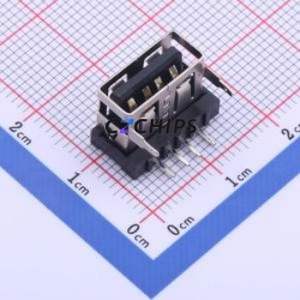 912-121A102AD10200 USB Connector Bent Lead Through Hole Connector Type-A USB 2.0 Female Right Angle Insert - Product Image 1