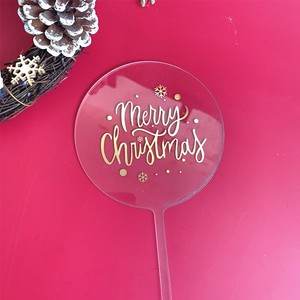 Decoraciones para Pastel de Navidad, Adornos Acrílicos Hexagonales Redondos con Estampado Dorado, Decoración para Pastel de Feliz Navidad, Estilo Moderno - Product Image 5