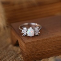 Bague opale ovale à la mode avec Cz S925 en gros 925 bagues en argent bijoux