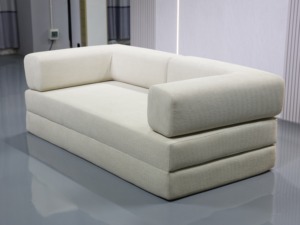 Chenille Upholstered 2-Seat Couch, S-03 Foldable <b>Sofa</b> Bed with Square Armrest for Apartment & <b>Office</b> - Product Image 4