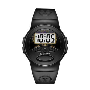Montre électronique à affichage vocal avec fonction à un clic pour les personnes âgées et les aveugles, noire, 43 mm, montre cadeau - Product Image 1