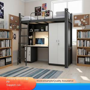 Lit superposé réglable pour étudiants avec espace de rangement, design moderne en métal pour chambre d'étudiant - Product Image 2