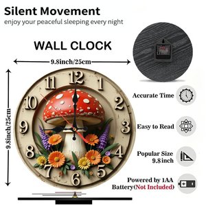 Round Wooden <b>Wall</b> <b>Clock</b> 25cm <b>Silent</b> Movement Home Office Minimalist Decor - Product Image 2