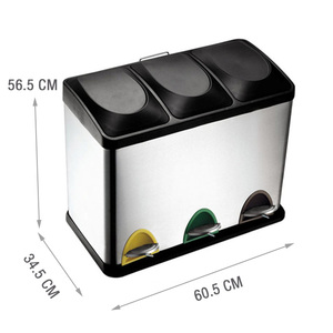 <span class=keywords><strong>Cubo</strong></span> de <span class=keywords><strong>Basura</strong></span> Cuadrado de Acero Inoxidable de 36L con <span class=keywords><strong>Doble</strong></span> Pedal para Reciclaje - Product Image 5