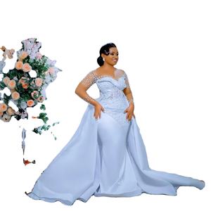 Nuevo Vestido <span class=keywords><strong>de</strong></span> Novia 2025, Antiestático, Hombros Descubiertos, Escote Redondo, Talla Grande, Elegante y Estilizador, con Cola para Boda - Product Image 1