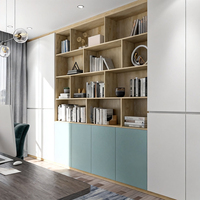BOSNiE Bibliothèque Rotative Moderne en Bois Personnalisée avec Portes Dissimulées, Design Arqué, Écologique, Rangement pour Chambre et Salon, 10+ Étagères