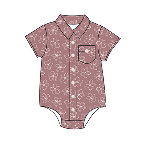 Combinaison d'été unisexe en soie de lait pour nouveau-nés, motif floral hawaïen, avec boutons, best-seller - Product Image 5