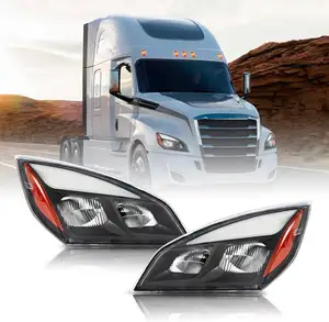 US Warehouse New Body Style Full LED Blackout Headlight Fit For Freightliner Cascadia 2018+ Pair Set Headlamps Black Housing