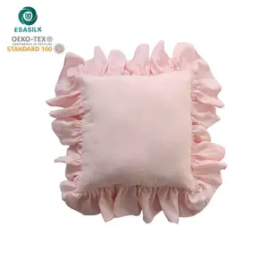 Flax Linen single Ruffles Linen Cushion Cover