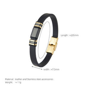 Bracelet pour homme en acier inoxydable 316l personnalisé, gravé, plaqué or 14k 18k, bracelet en cuir tressé multi-couches tendance pour homme - Product Image 6