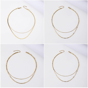 Collar de cadena de serpiente en capas |   Collar de Acero Inoxidable con Baño de Oro PVD de 18K, Diseño de Múltiples Hilos, para Mujer, Joyería Resistente al Deslustre - Product Image 2
