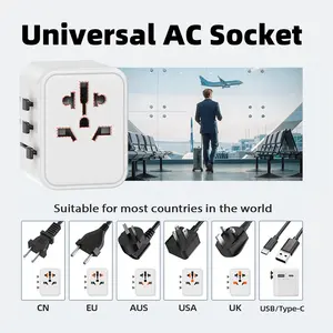 Adattatore per caricabatterie da viaggio universale con adattatore per spina internazionale e usb-c Worldplug CE/FCC