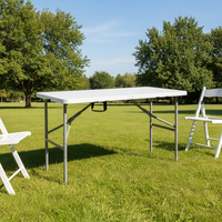Tables d'extérieur, table pliante rectangulaire, table pliante portable avec mobilier d'extérieur