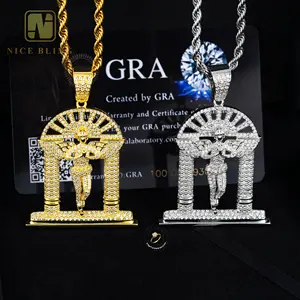 Moissanite Cross Pendant Arch Angel Michael Ready Stocks 925 Sterling Silver Hip Hop Rock Gifts For Girls Men