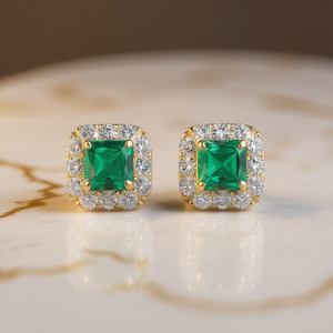 Pendientes de Diamantes de Oro Blanco E2526, Corte Princesa, Diamantes Naturales, Estilo Clásico para Mujer - Product Image 2