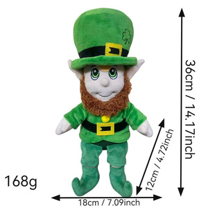 Peluche Personalizzati per il Giorno di San Patrizio, Bambole con Cappello Verde, Statuette Giornalistiche, Giocattoli di Peluche, Cuscini Morbidi a Tema Cartoni Animati e <span class=keywords><strong>Anime</strong></span>, Regalo - Product Image 5