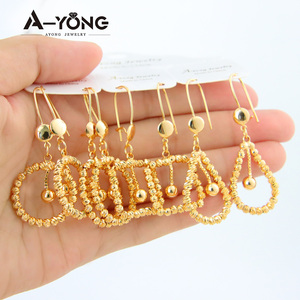 Pendientes Colgantes con Cuentas de Oro, Chapados en Oro de 21k, Estilo Dubái, Joyería para Mujer, para Eventos y Fiestas - Product Image 4