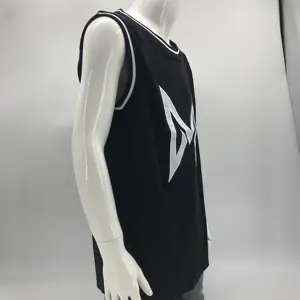 Basketball clothes New adult personalized sleeveless custom own logo design Mesh fabric black gym shirts Men's T-shirts