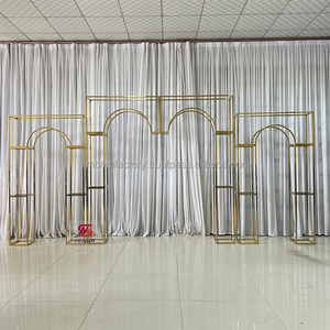 High Quality Wedding Arch Hot Selling SMOOTH Gold Metal Frame <b>with</b> Stainless Steel Mirror <b>Backdrop</b> Square <b>Stand</b> for Weddings - Product Image 2